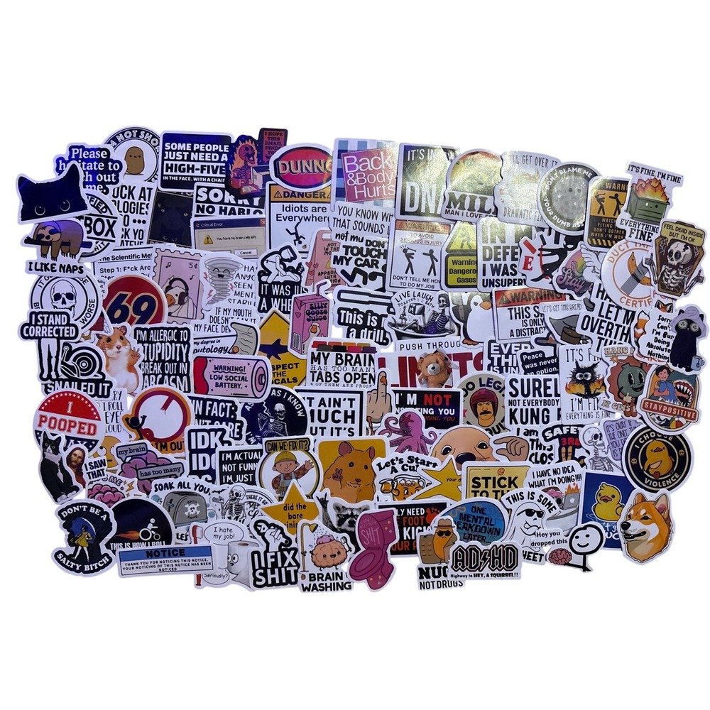 NEW 108pc Funnyโ Sarcastic Mental Health ADHD Meme Vinyl Sticker Pack